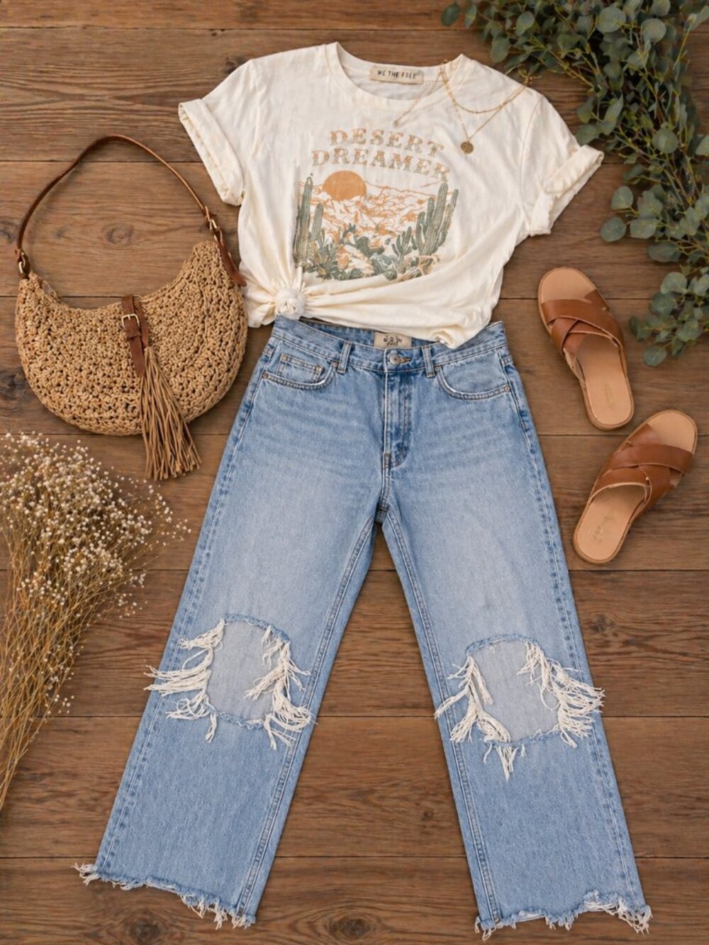 We The Free Maggie Mid Rise Straight Crop Jeans Light Wash Distressed Raw Hem 27